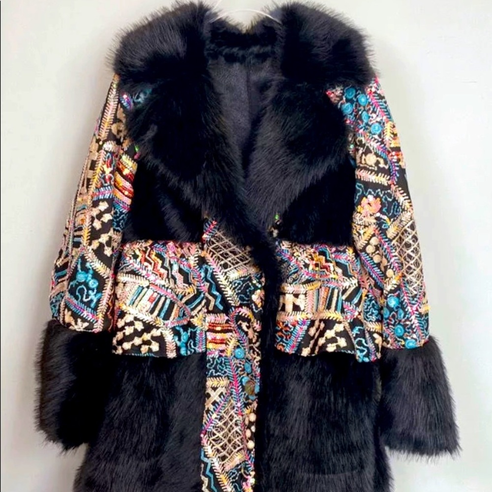Brand New Stunning Sequin Faux Fur Coat